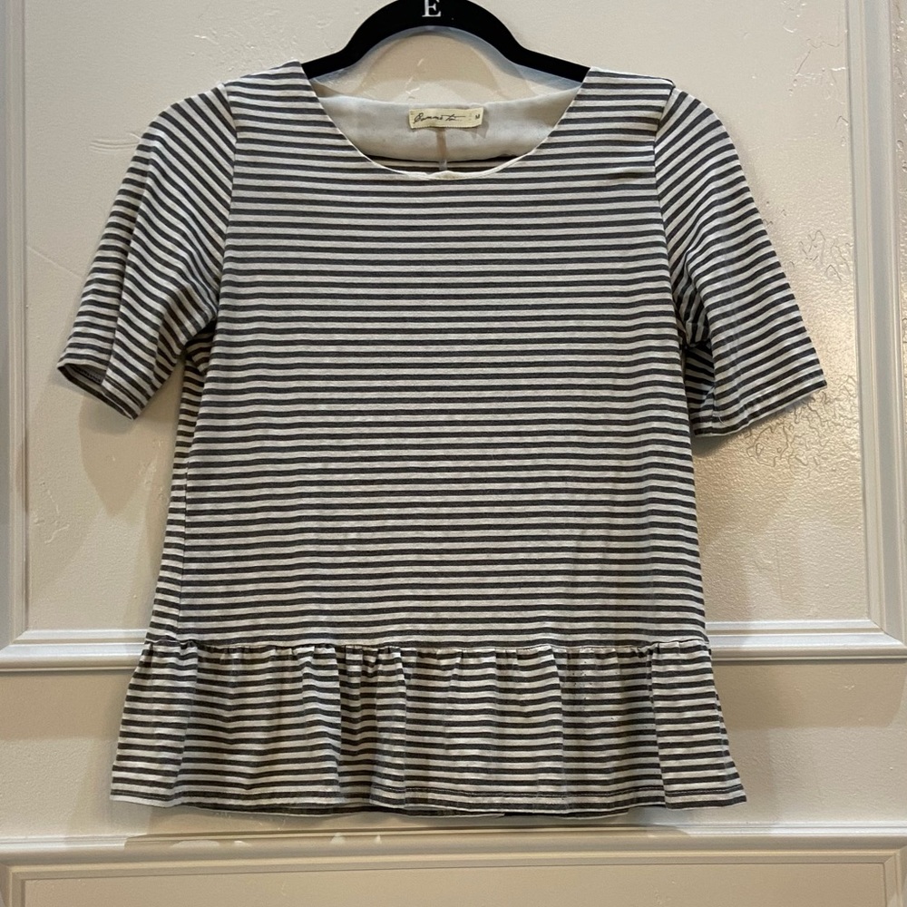 Grey stripe boutique peplum top size medium